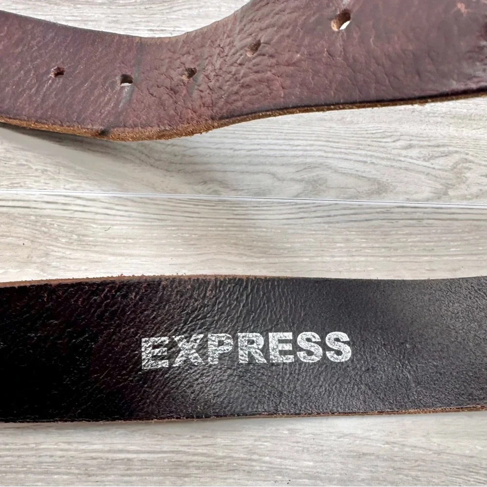 Express Women’s Chic Braided Brown Italian Leather Belt Made in England | Size S